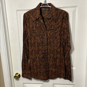 Cruel Girl - Rust and Navy Paisley Button-Up Shirt